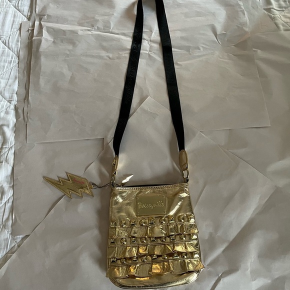 Betsey Johnson Betseyville Ruf Love Crossbody Handbag in Gold with Black accents - Picture 7 of 13